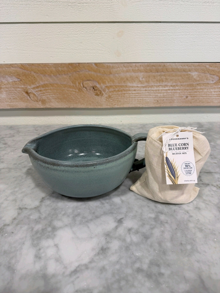 Bundle, Blue Corn Muffin Mix & Rustic Green Batter Bowl