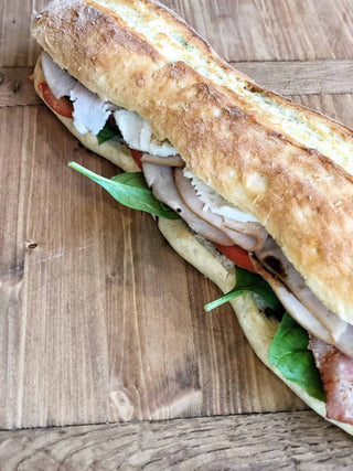 Grilled Footlong Turkey and Bacon Sandwich with Fresh Mozzarella Cheese