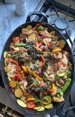 Summer Veggies, Italian Sausage, and Pasta