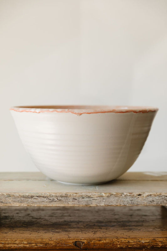 Mixing Bowl, XL White and Pink