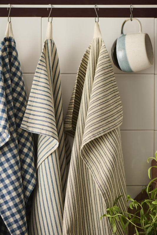 Tea Towel, Medium Blue Stripe