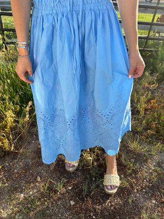 Skirt, Blue Scalloped Eyelet