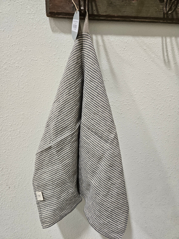 Towel, Linen Thin Black Stripe