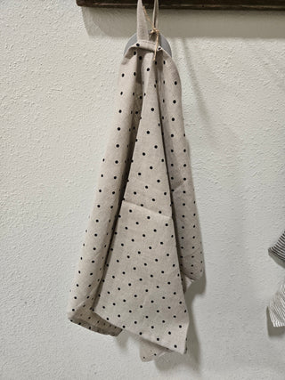 Towel, Linen Thick Black Dots