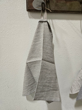 Towel, Linen Thin Green Stripe