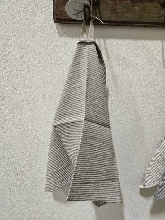 Towel, Linen Thin Green Stripe