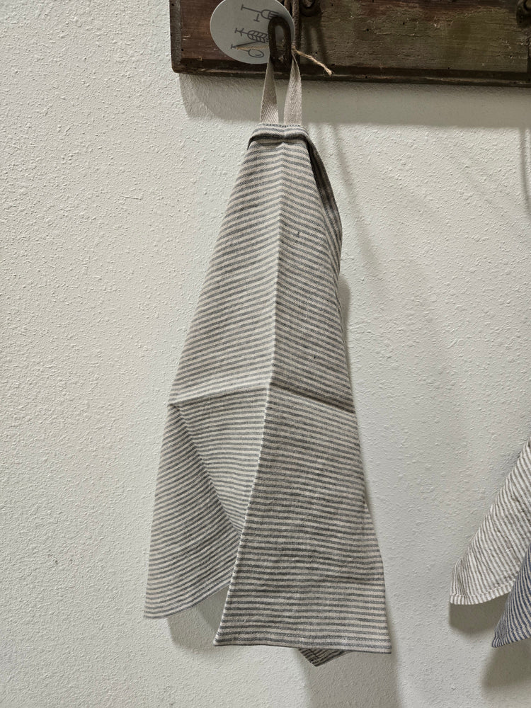 Towel, Linen Thin Green Stripe