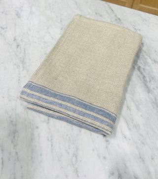 Towel, Linen Blue Thick Striped