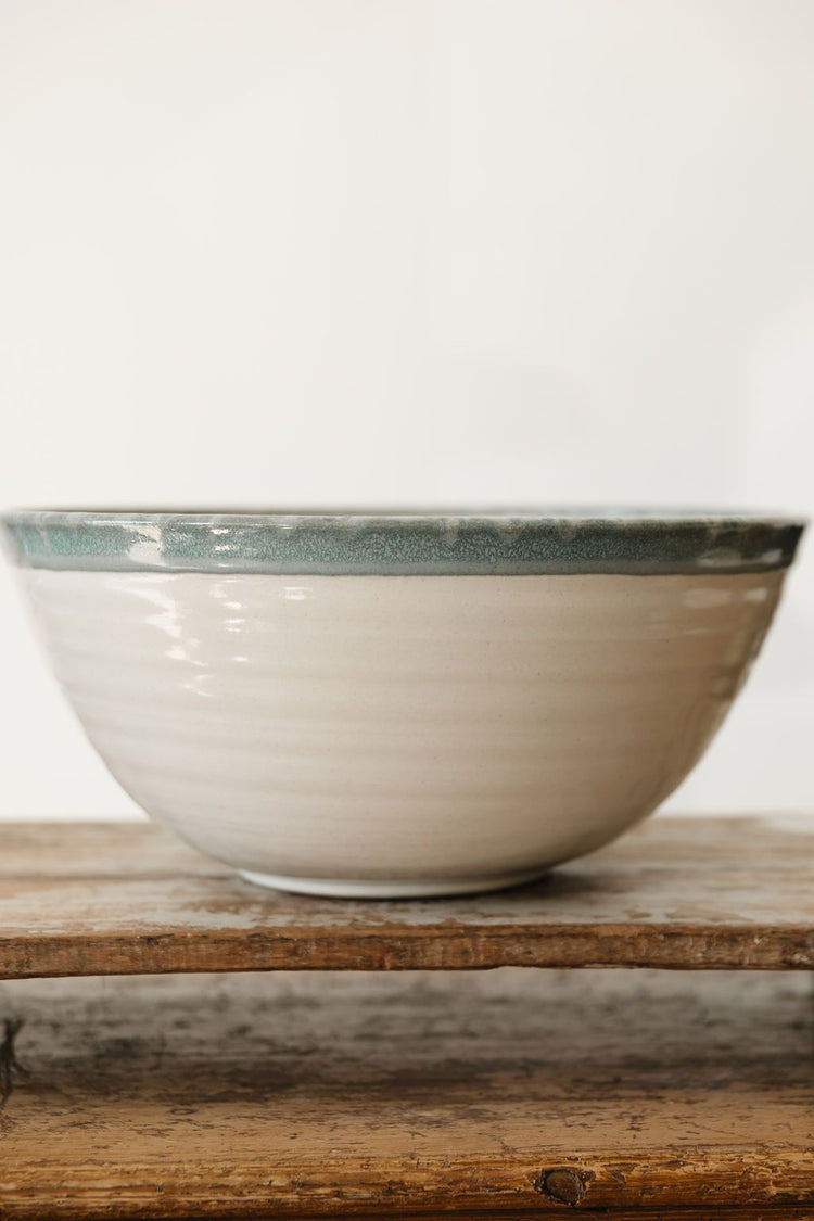 Mixing Bowl, XL White and Sea Green