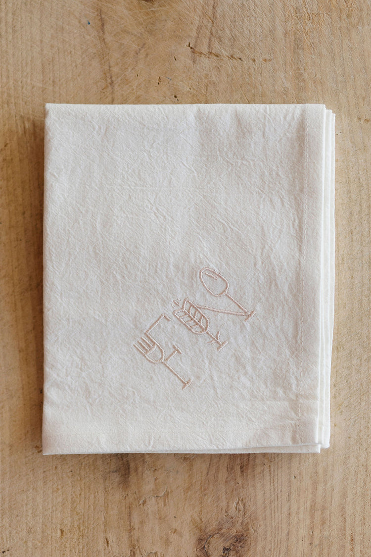 FN Dish Towel, White w/pink