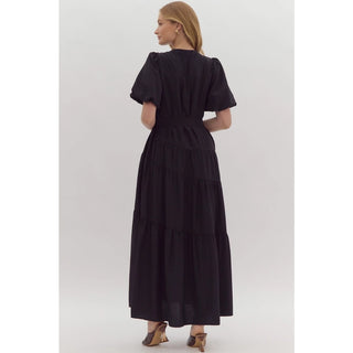 Dress, Black with Puff Sleeves