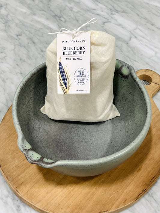 Bundle, Kamut Blue Corn Muffin Mix & Rustic Green Mini French Bowl