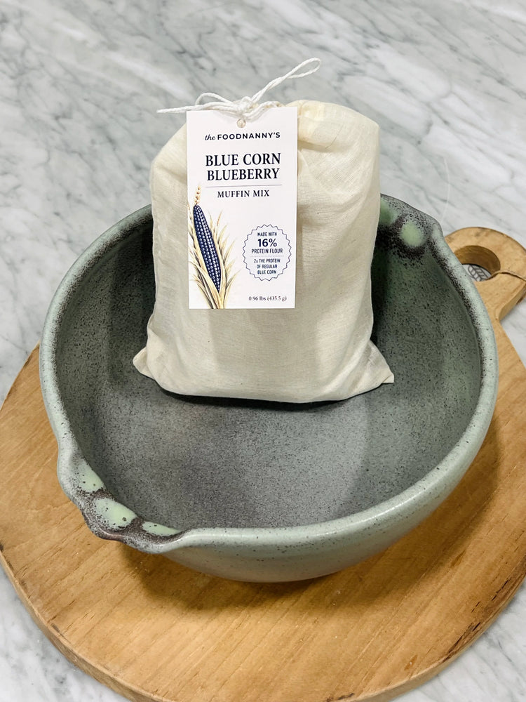 Bundle, Kamut Blue Corn Muffin Mix & Rustic Green Mini French Bowl