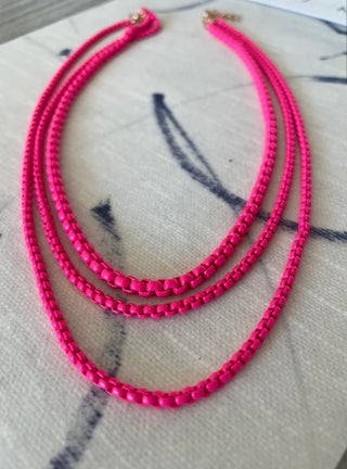 Necklace, Hot Pink 3-Strand