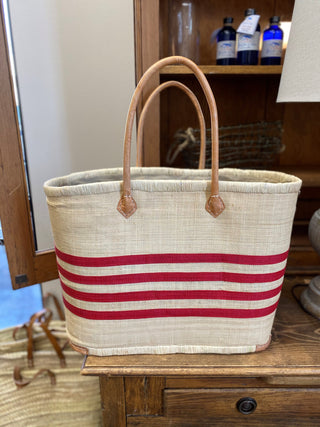 Basket canvas with stripes, Red